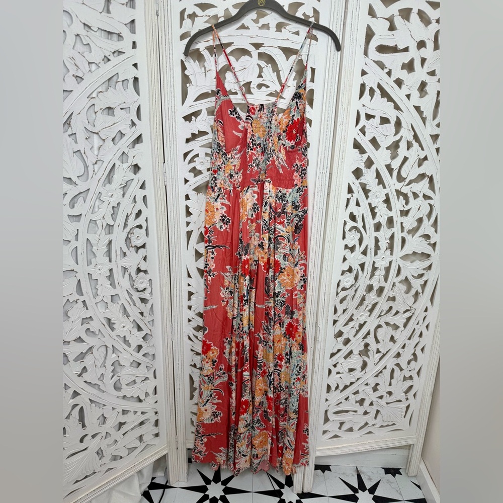 Free People Through the Vine Salmon Floral Maxi Dress - Picture 4 of 11